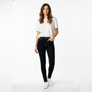 🖤 PacSun High-Rise Black Contrast Stitch Skinny Jeans